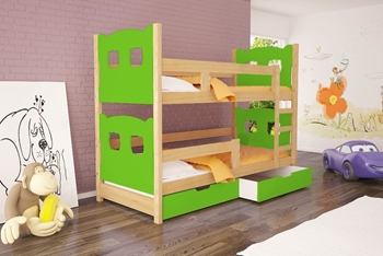 borovica + zelená - Poschodová posteľ Oli 2 - typ A