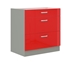 sivý mat + červený vysoký lesk - ROSE zásuvková skrinka 80 D 3S BB