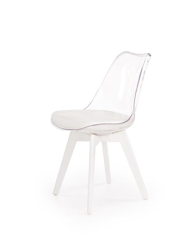 biele nohy + priesvitná + biela ekokoža - Stolička K245