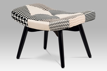 čierny lak + látka patchwork - Taburetka AK-105 PW4