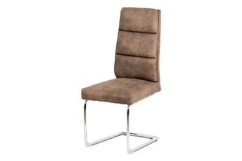 chróm + hnedá látka - Jedálenská stolička DCH-188 GREY / BR