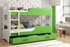 biela + zelená - Detská poschodová posteľ so zábranou DOMINIK