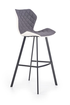 čierny kov + sivá látka + biela ekokoža - Barová stolička H-83