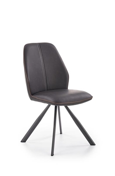 čieny kov + hnedá látka + čierna ekokoža - Jedálenská stolička K319