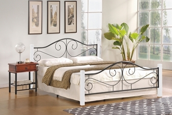 čierny kov + biela - Manželská posteľ Violetta 160 biela - Skladom