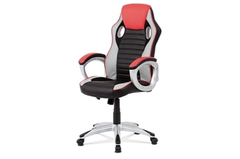 čierna + sivá + červená ekokoža  - Kancelárska stolička KA-V507