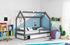 grafit + biela - Detská posteľ v tvare domčeka DOMEK
